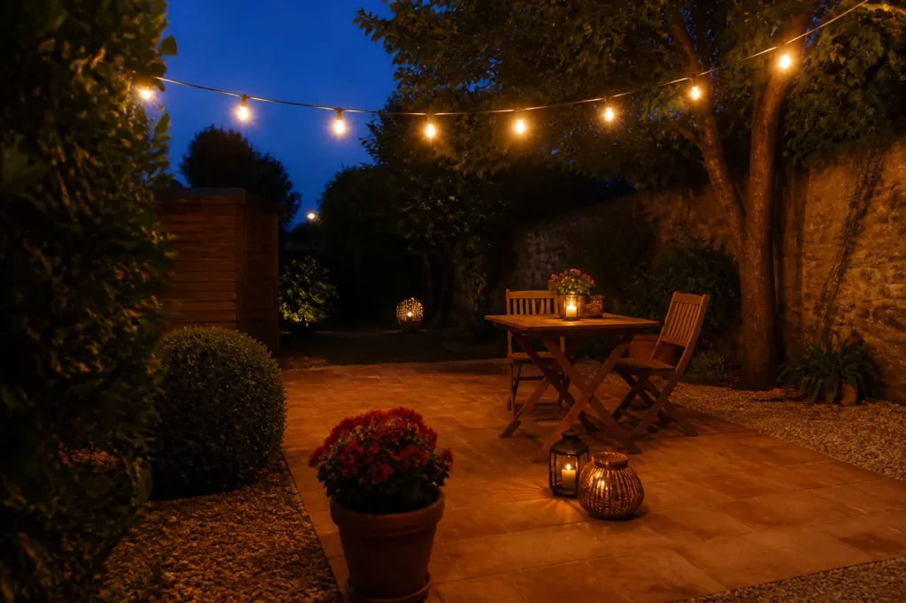 Éclairage de jardin minimaliste : lampions solaires et chemins lumineux