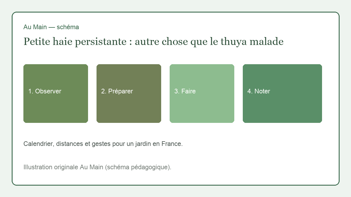 Petite haie mixte de charmille, éléagnus et osmanthe sur un linéaire d’environ huit mètres