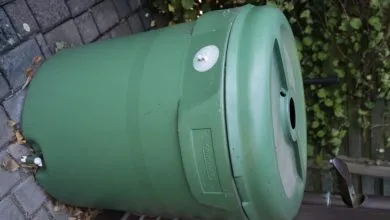 Gouttière et ciel de pluie au-dessus d’un jardin